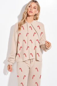 Candy Cane Pajama Set - Tan