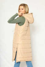 Seattle Long Puffer Vest - Tan