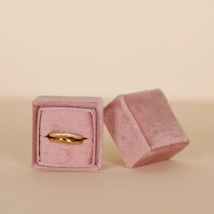 Velvet Square Jewelry Box - Blush