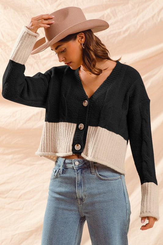 LA Lady Cable Knit - Black/Ivory