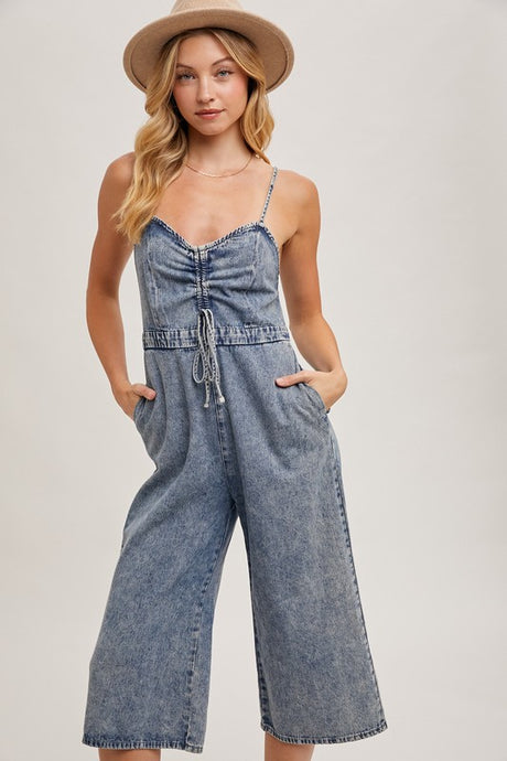 Lainey Denim Jumpsuit -Light Wash
