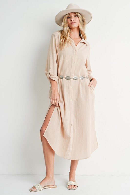 Laredo Tunic Maxi Dress - Oatmeal  the golden shop online