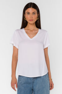 Lenelle Short Sleeve V Neck Tee - Ivory