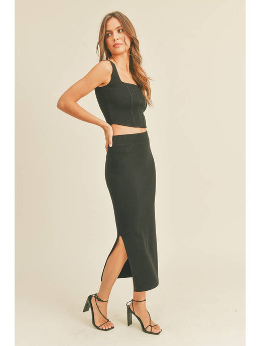 In The Moment Knit Skirt - Black