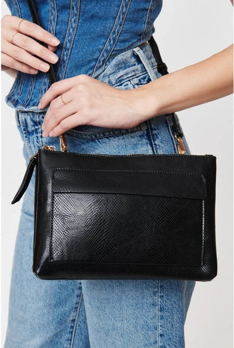 Morris Double Slim Crossbody - Black