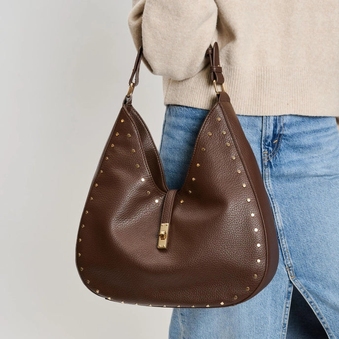 Olivia Studded Hobo - Chocolate