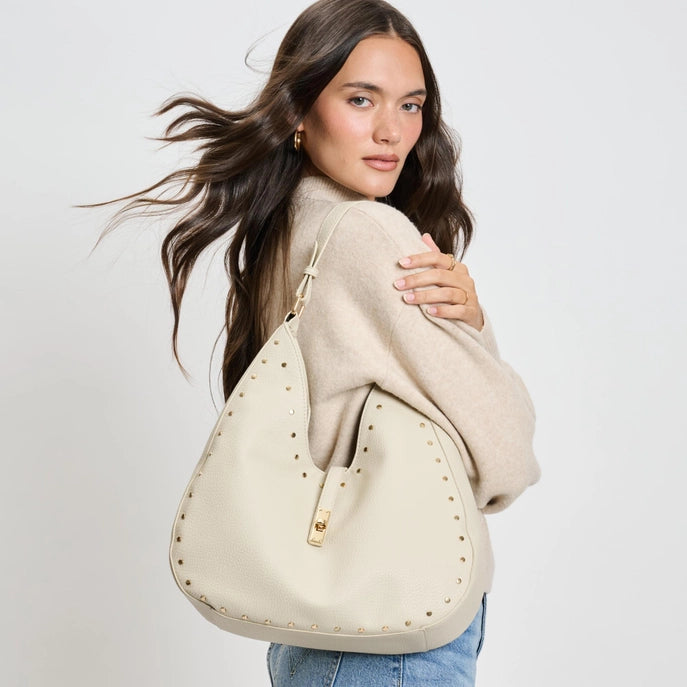 Olivia Studded Hobo - Ivory