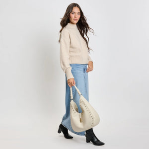 Olivia Studded Hobo - Ivory