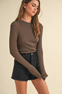 Priorities Ribbed Long Sleeve - Chocolate