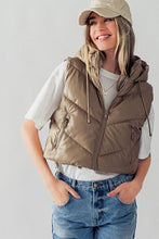 Heading South Chevron Puffer Vest - Chestnut