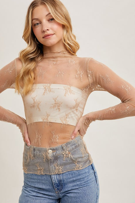 Sent By Someone Sheer Lace Top - Cream