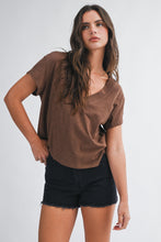 Tilly V Neck Tee - Brown