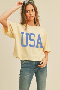 USA Star Crop Tee - Vanilla