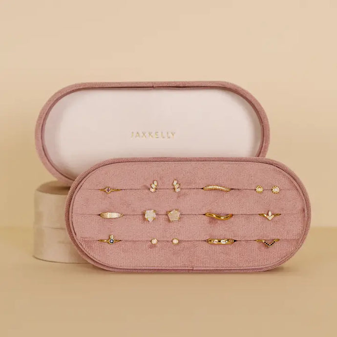 Velvet Large Oval Jewelry Box - Blush