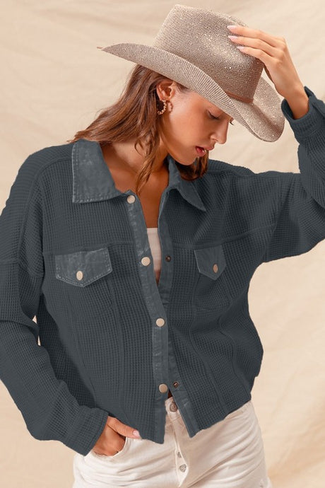 War & Treaty Shacket - Dark Charcoal