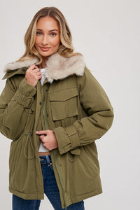 Wendy Fur Collar Utility Parka - Ivory