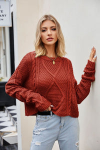 Willow Cable Knit Sweater - Red