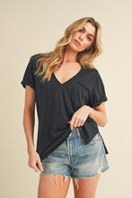 Zoie V Neck Tee - Black