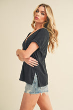 Zoie V Neck Tee - Black