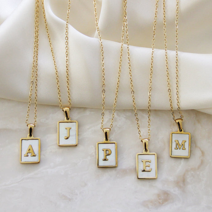 Mother Of Pearl Initial Necklaces