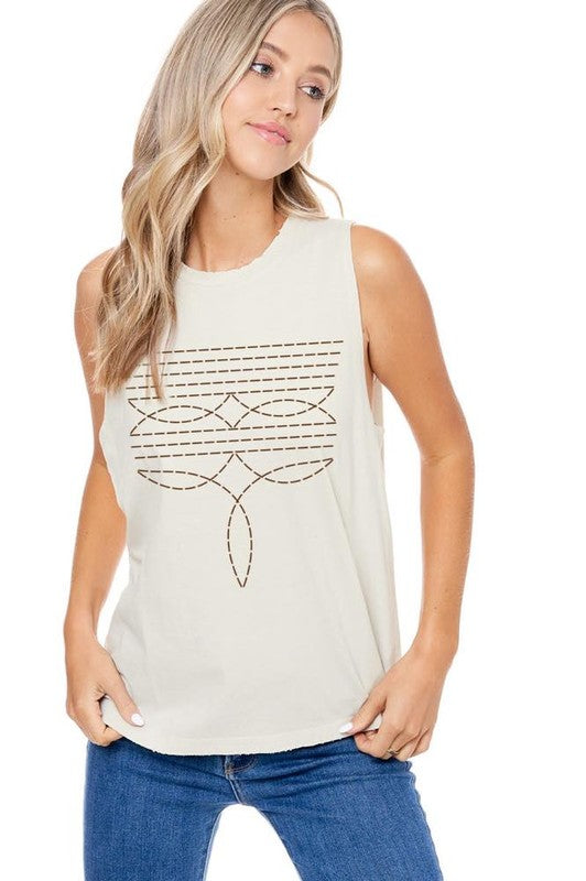 Boot Stitch Tank - Bone