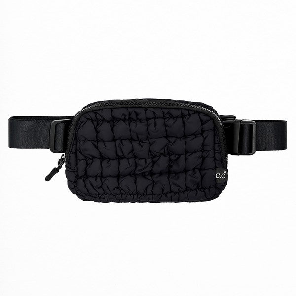 Geneva Quilted Fanny Pack - Black