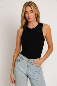 Haven Crew Neck Ribbed Bodysuit - Black