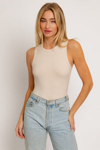 Haven Crew Neck Ribbed Bodysuit - Cream