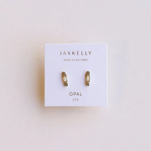 Bar Opal Studs - White Opal
