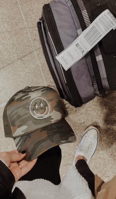 Camo Smiley Trucker Hat