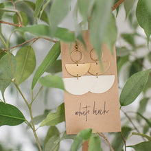 Stacked Half Moon Earrings - Ivory Leather