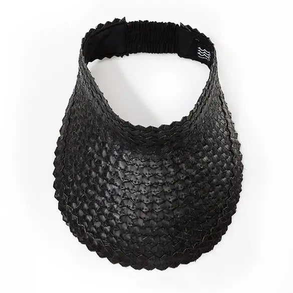 Playa Crochet Straw Visor - Black
