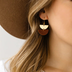 Mini Russet Half Moon Earrings - Brown
