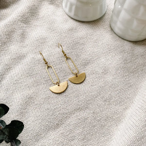 Mini Brass Oval Earrings