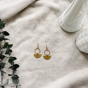 Mini Brass Circle Earrings