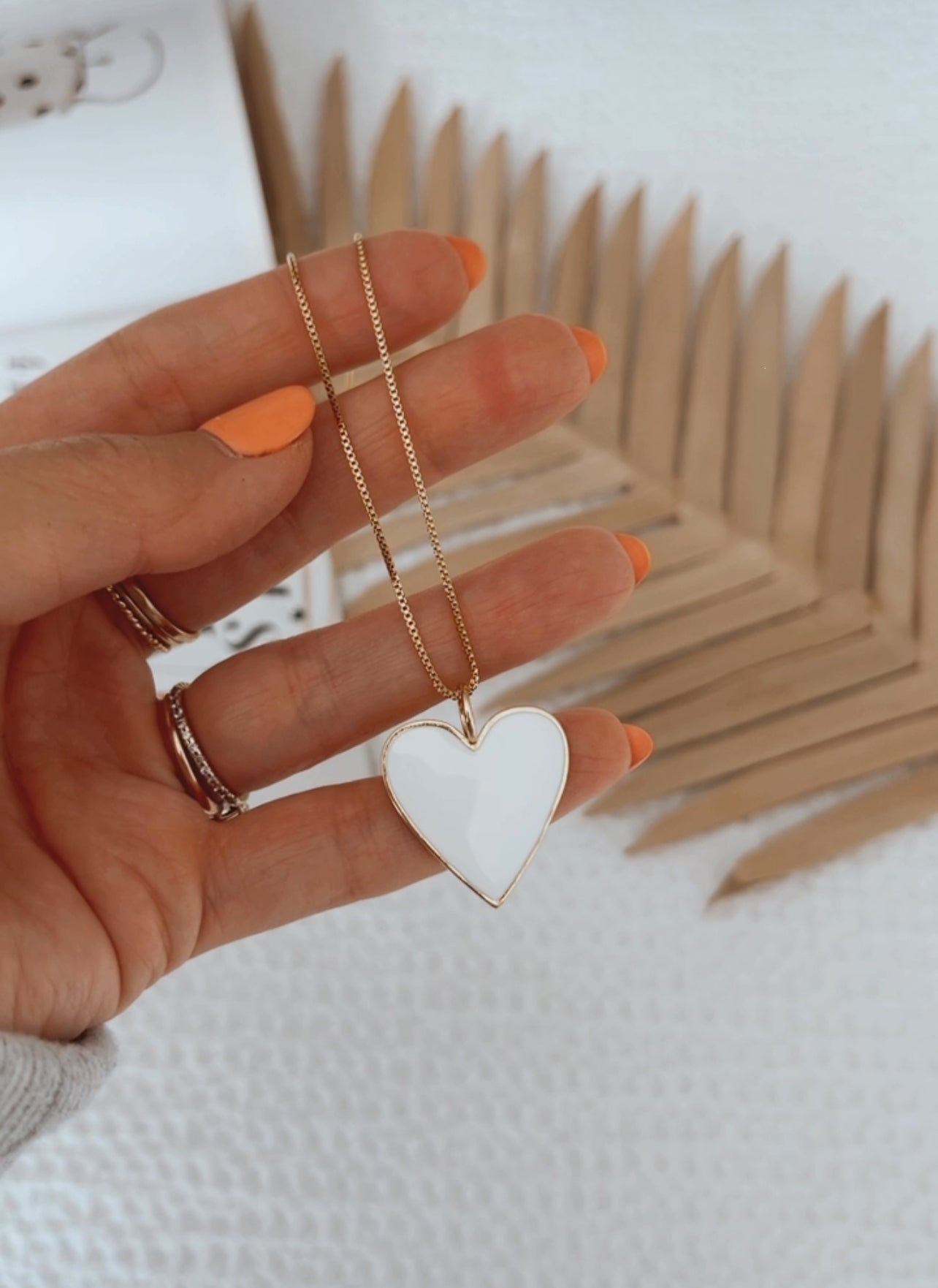 Grande Your Heart + Mine Box Chain Necklace - Ivory