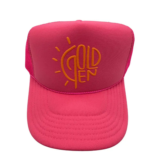 Essential Golden Trucker Hat - Hot Pink