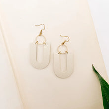 U Leather Statement Earrings - Ivory