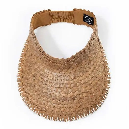 Playa Crochet Straw Visor - Cocoa w/ Trim