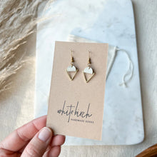 Mini Triangle Drop Earrings - Cream Leather + Brass