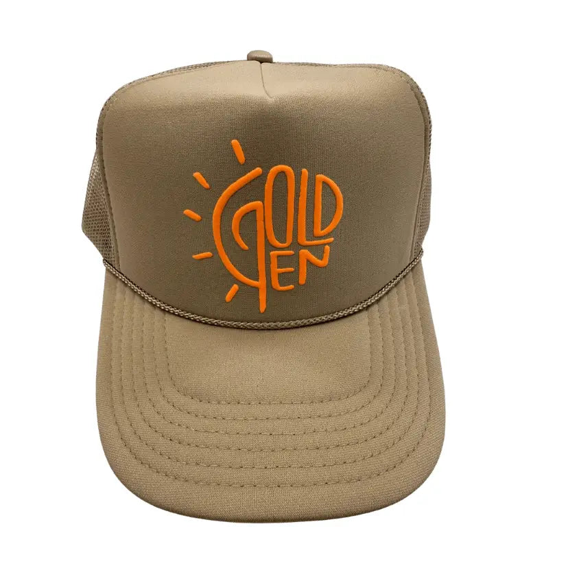 Essential Golden Trucker Snap Back Hat - Khaki