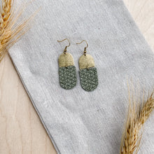 Suede + Brass Oval Earrings - Olive