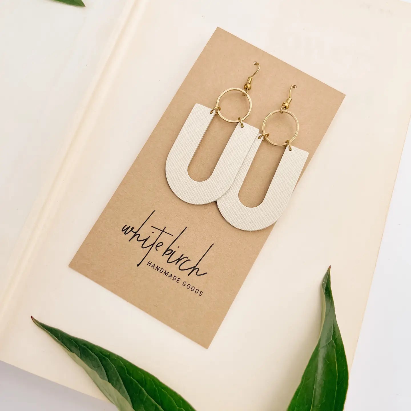 U Leather Statement Earrings - Ivory