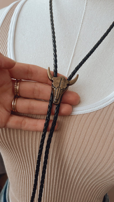 Bolo Tie - Brass Steer Skull