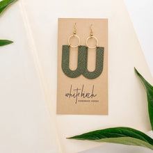 U Leather Statement Earrings - Olive