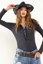 Bailey Henley Bodysuit - Charcoal