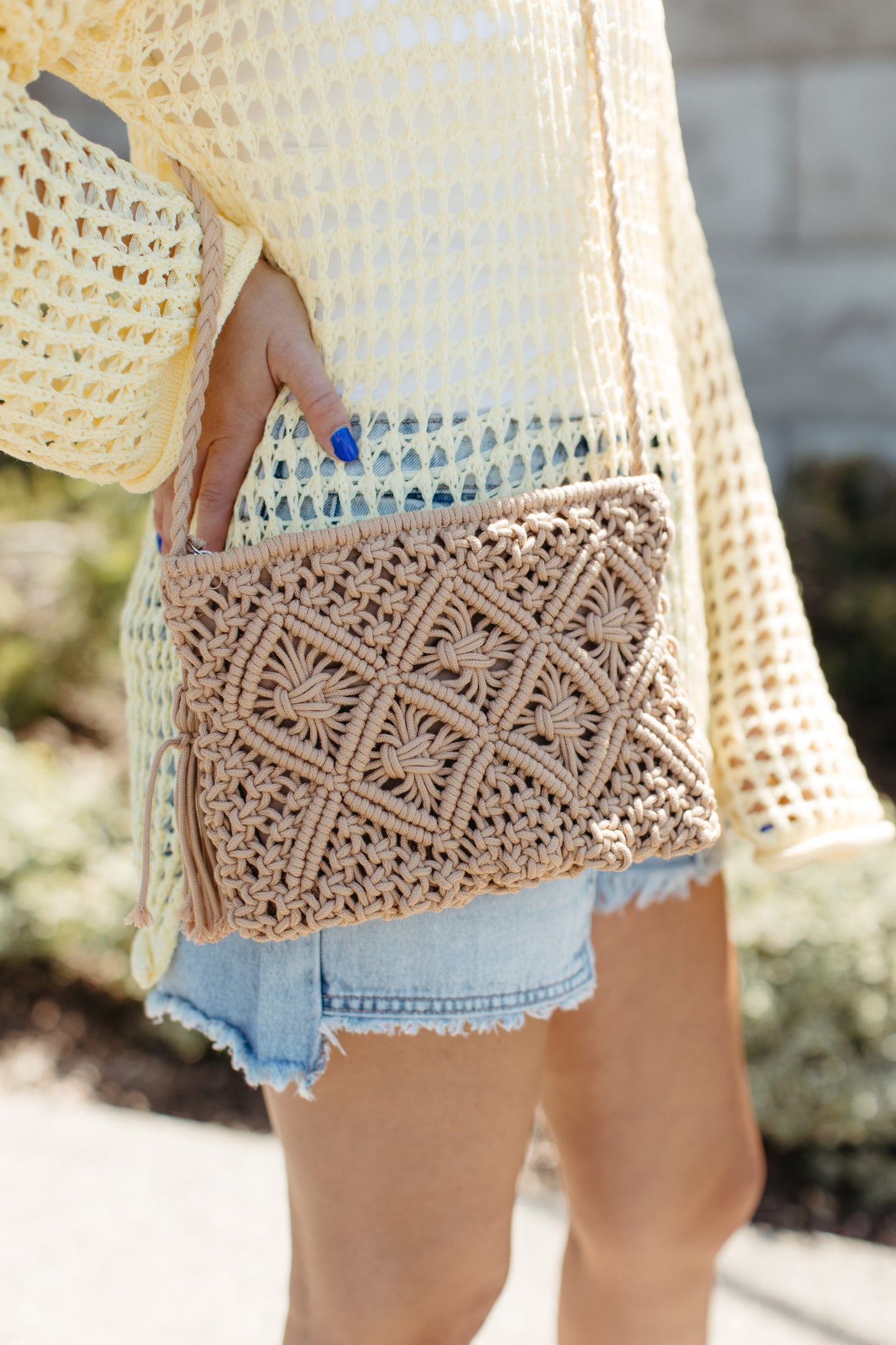 Hana Macrame  Crossbody - Caramel