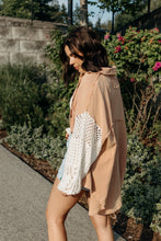 Raquel Crochet Sleeve Button Down - Peach