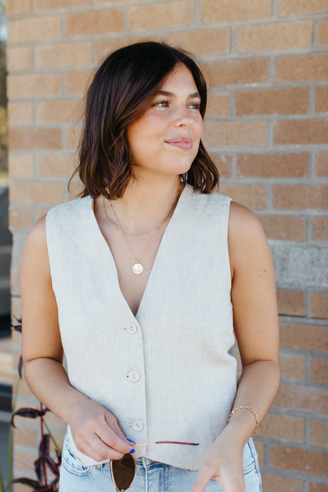 Meryl Linen Tuxedo Vest