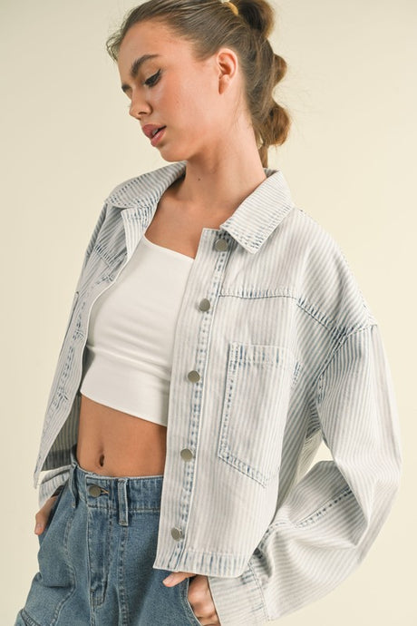 Railway Striped Denim Jacket